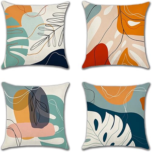 Ohok Juego de 4 fundas de almohada de 18 x 18 pulgadas, fundas decorativas para sofá, cama, sala de estar, interior, exterior, patio, jardín, casa