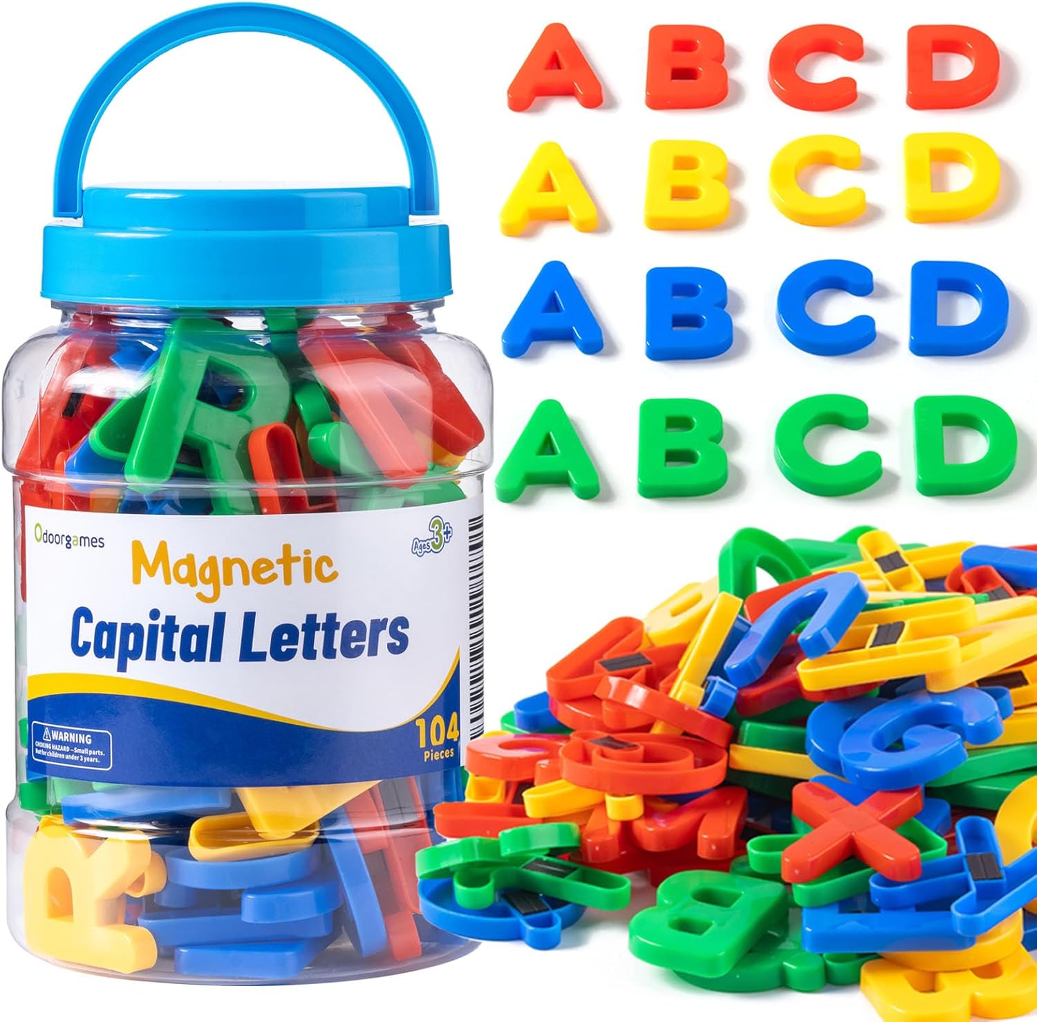 104 Pcs Magnetic Uppercase Letters – Alphabet Magnet Set for Whiteboard & Fridge, Ideal Magnet Letters for Classroom, Toddlers & Early Learning