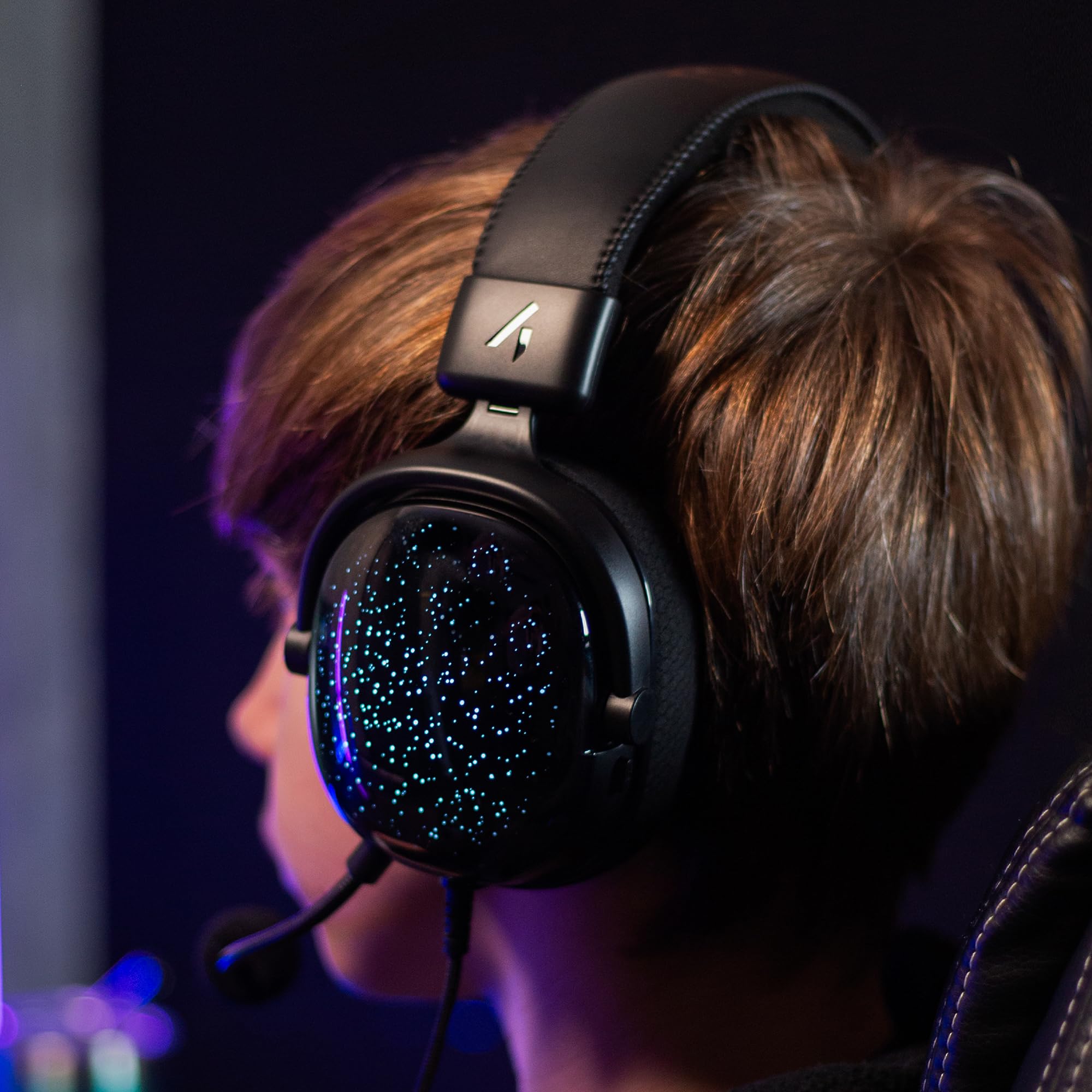 STEALTH RADAR - Cuffie da gioco illuminate, colore: Cielo notturno, compatibili con console di gioco, cellulari e PC