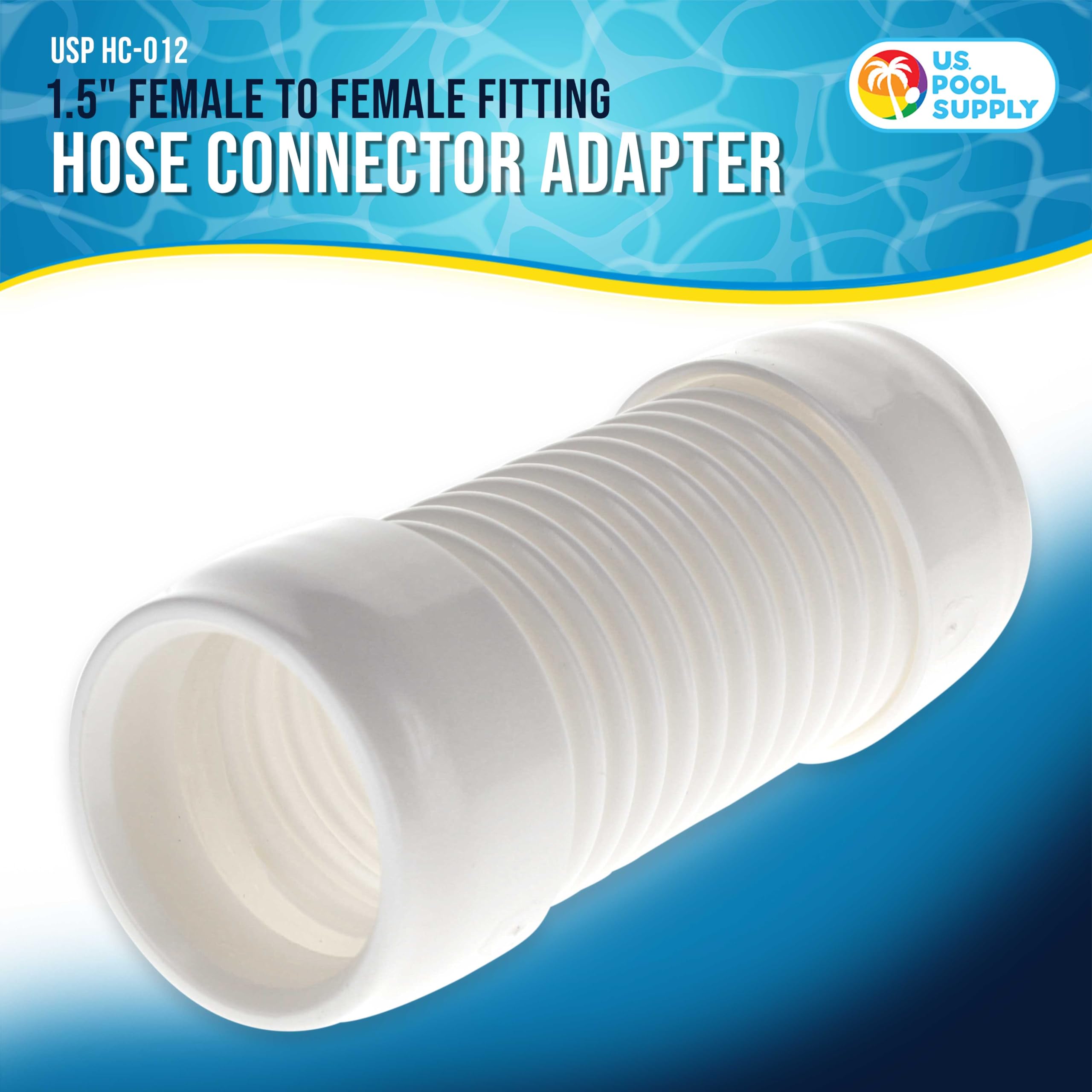 U.S. Pool Supply Adaptador de conector de manguera, conector hembra a hembra de 1.5 pulgadas, paquete de 2, conecta secciones de manguera de vacío macho, limpiadores automáticos de piscina, repuesto