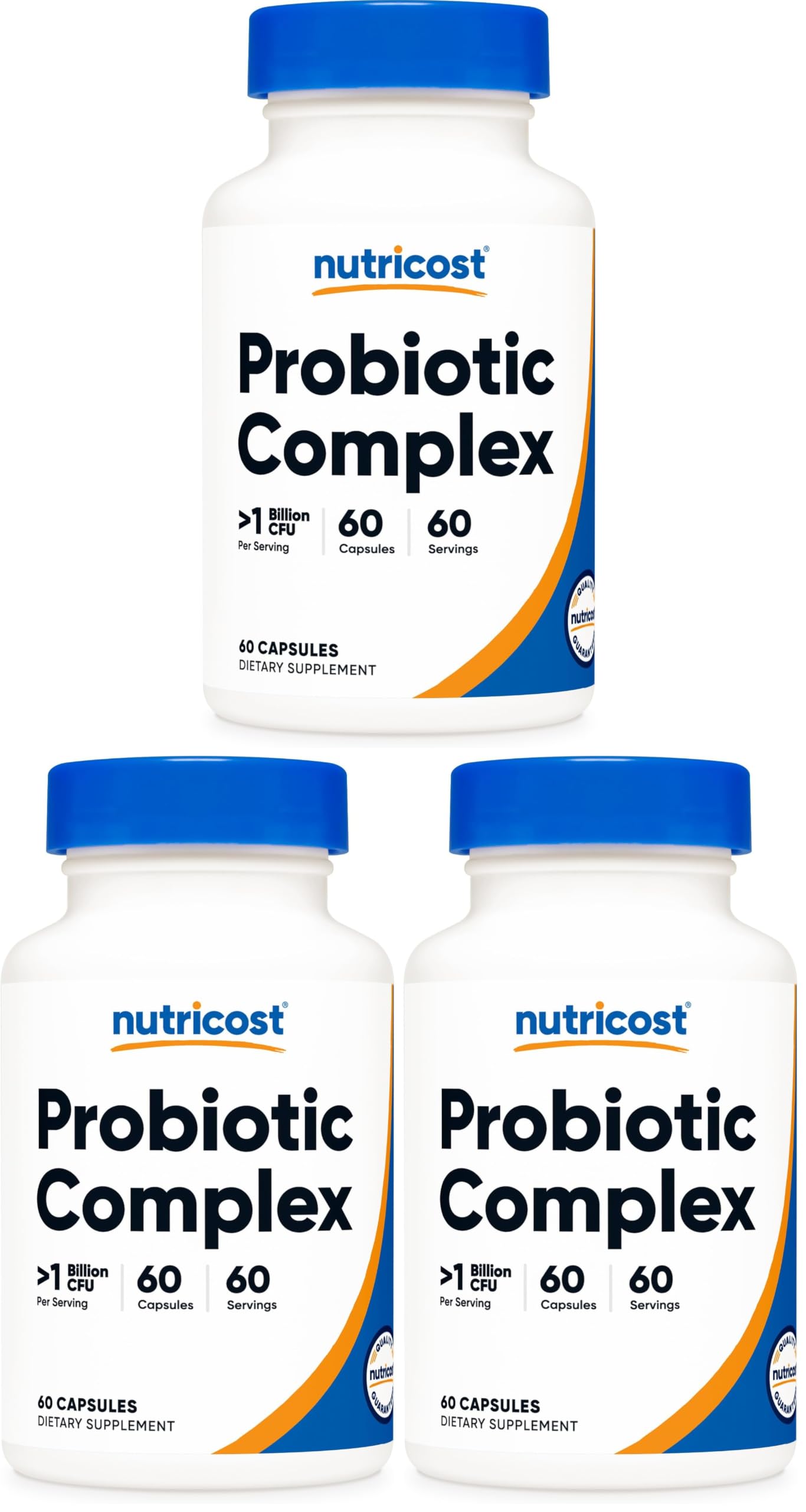 Nutricost Probiotic Complex (>1 Billion CFU) 60 Capsules, Gluten-Free (Pack of 3) 60 Count (Pack of 3)