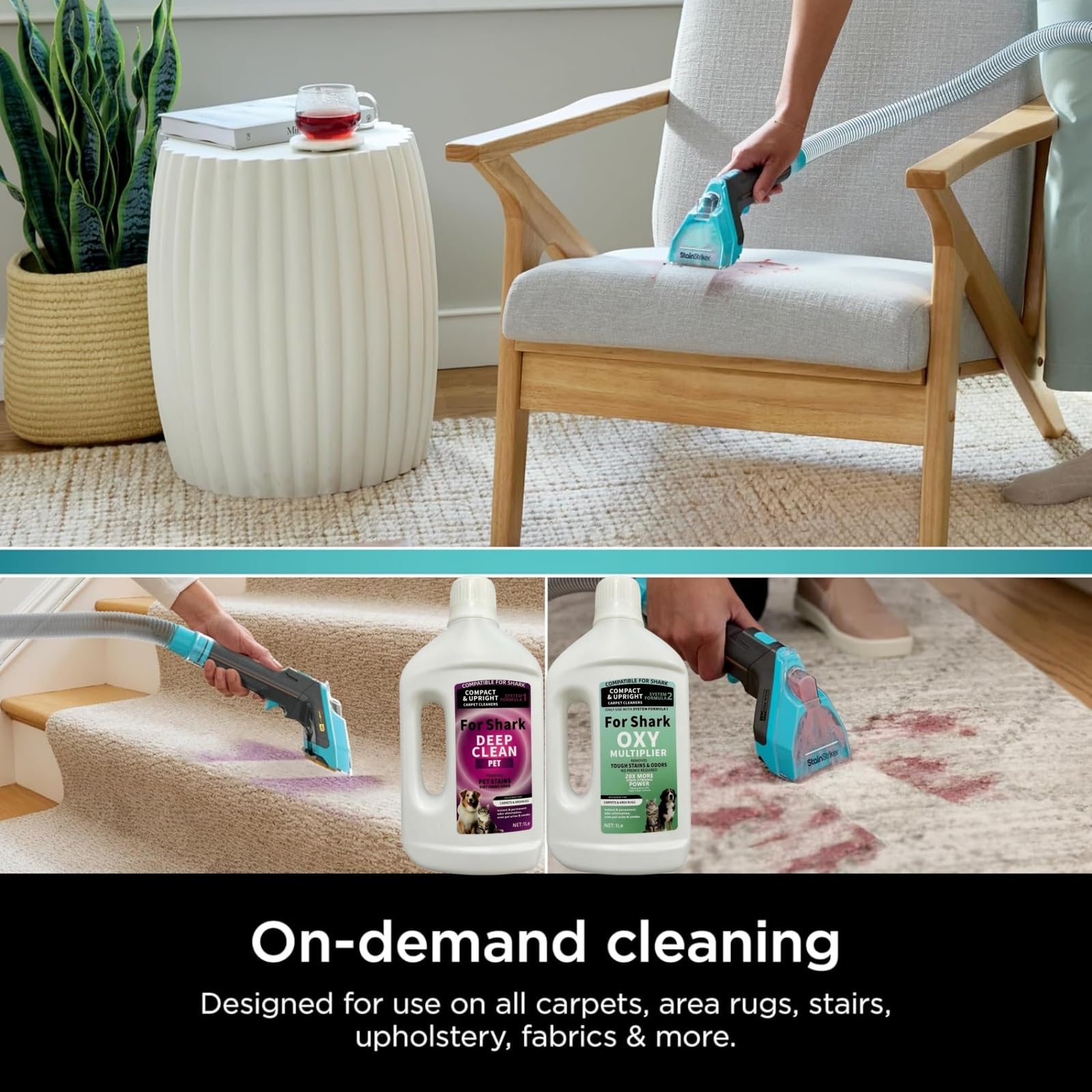 1L Détachant Et Anti-odeurs, Nettoyant For Tapis. Compatible Avec Shark Tous Les Nettoyeurs De Tapis Verticaux Et Compacts