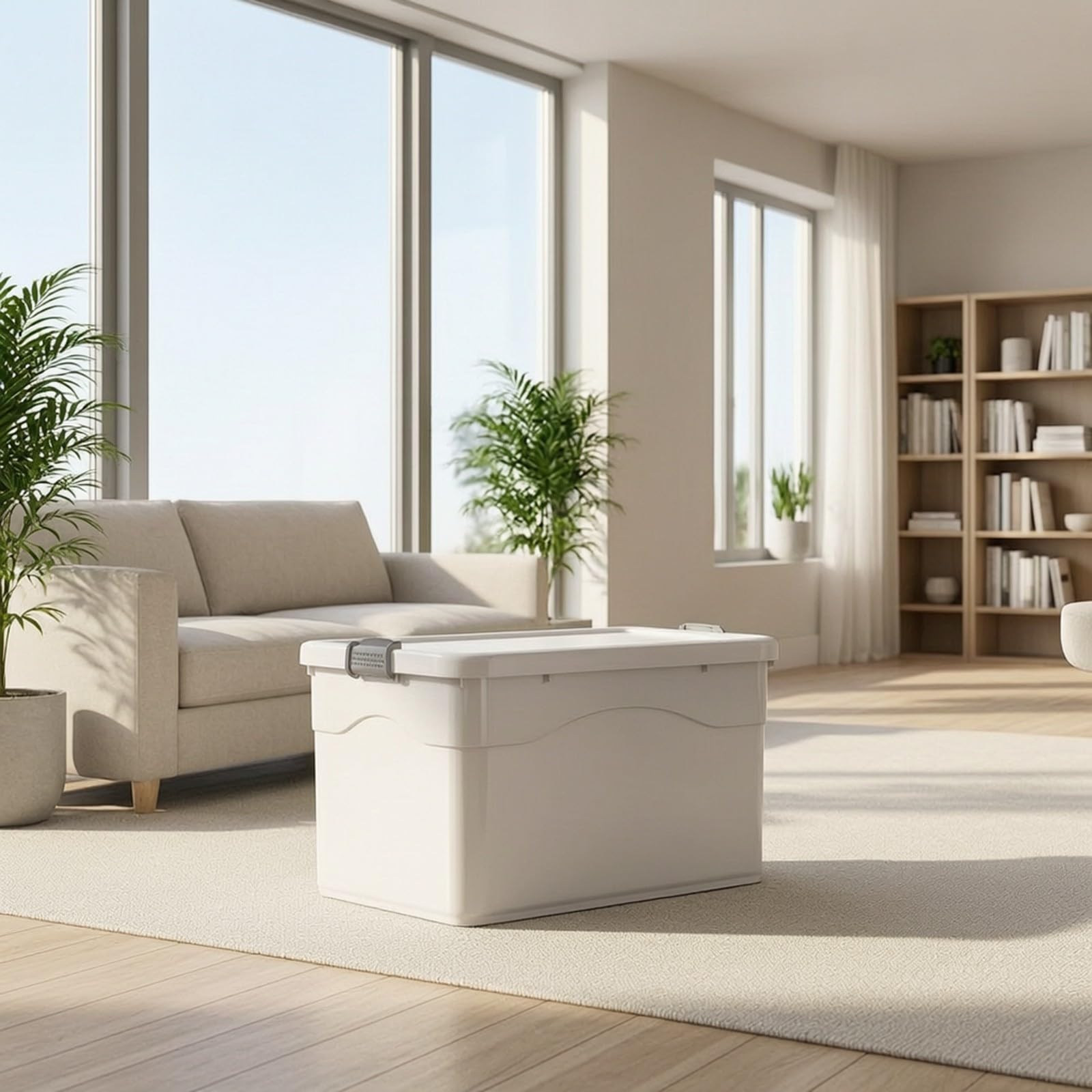KESOTO Contenitore in Plastica Antipolvere Impermeabile, Contenitore con Coperchio, per Cameretta, Famiglie, 78x57.5x50CM