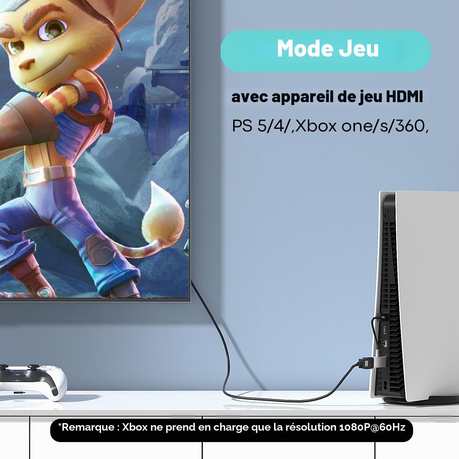 UANTIN Adaptateur HDMI vers DisplayPort (4K 60Hz, 1080p 120Hz) Convertisseur unidirectionnel HDMI mâle vers DP femelle [Pack de 2] pour moniteur compatible avec GPU, ordinateur portable, AMD, NVIDIA