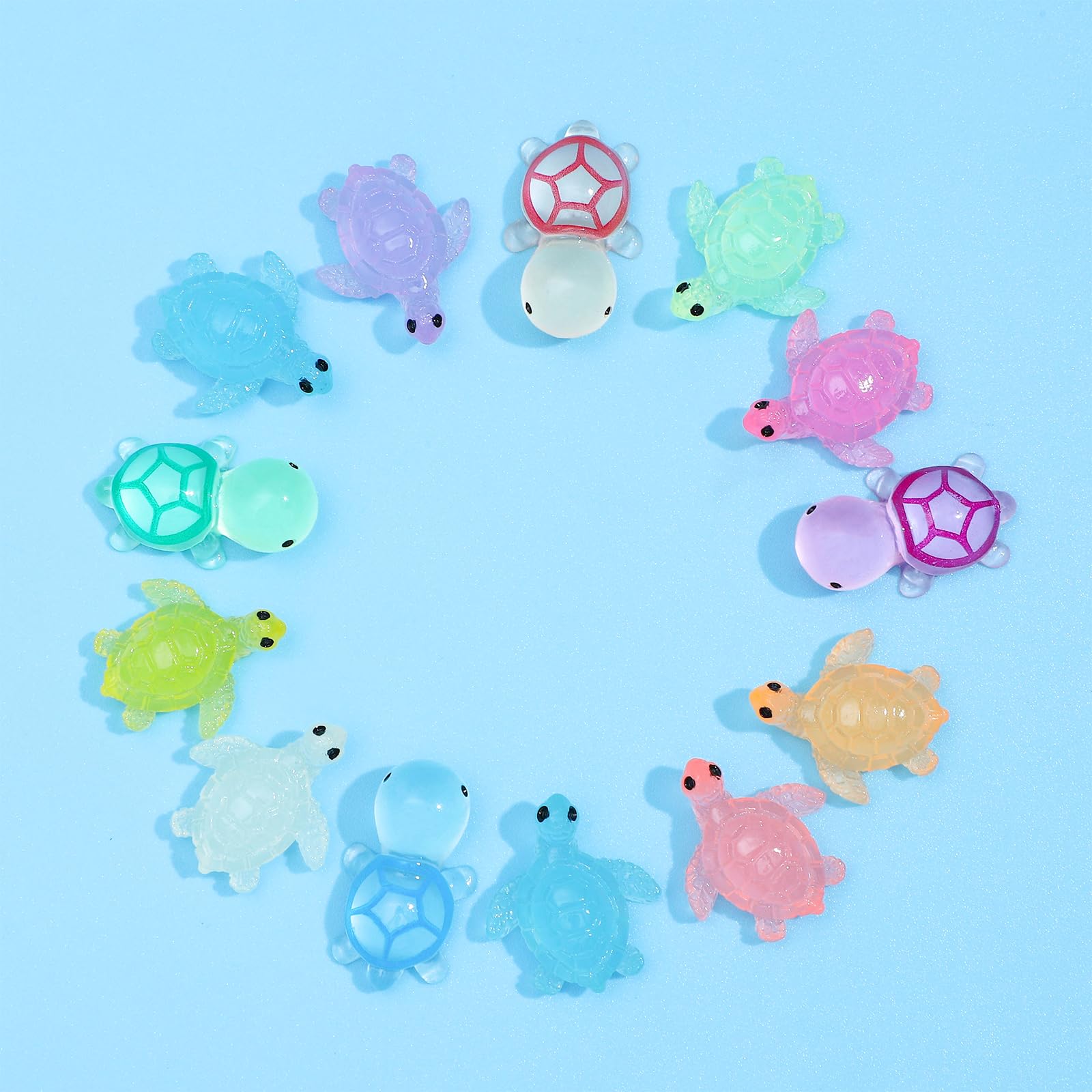 ONEST 86 Pcs Glow In The Dark Sea Turtle Figurines - Mini Resin Turtle Decor For Crafts, Cake Toppers, Dollhouse, Party Favors