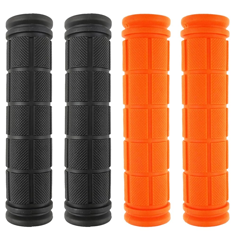 Kasteco 2 Pairs Bicycle Handle Bar Grips Mushroom Grips for BMX/Road Mountain Bikes (Black and Orange)