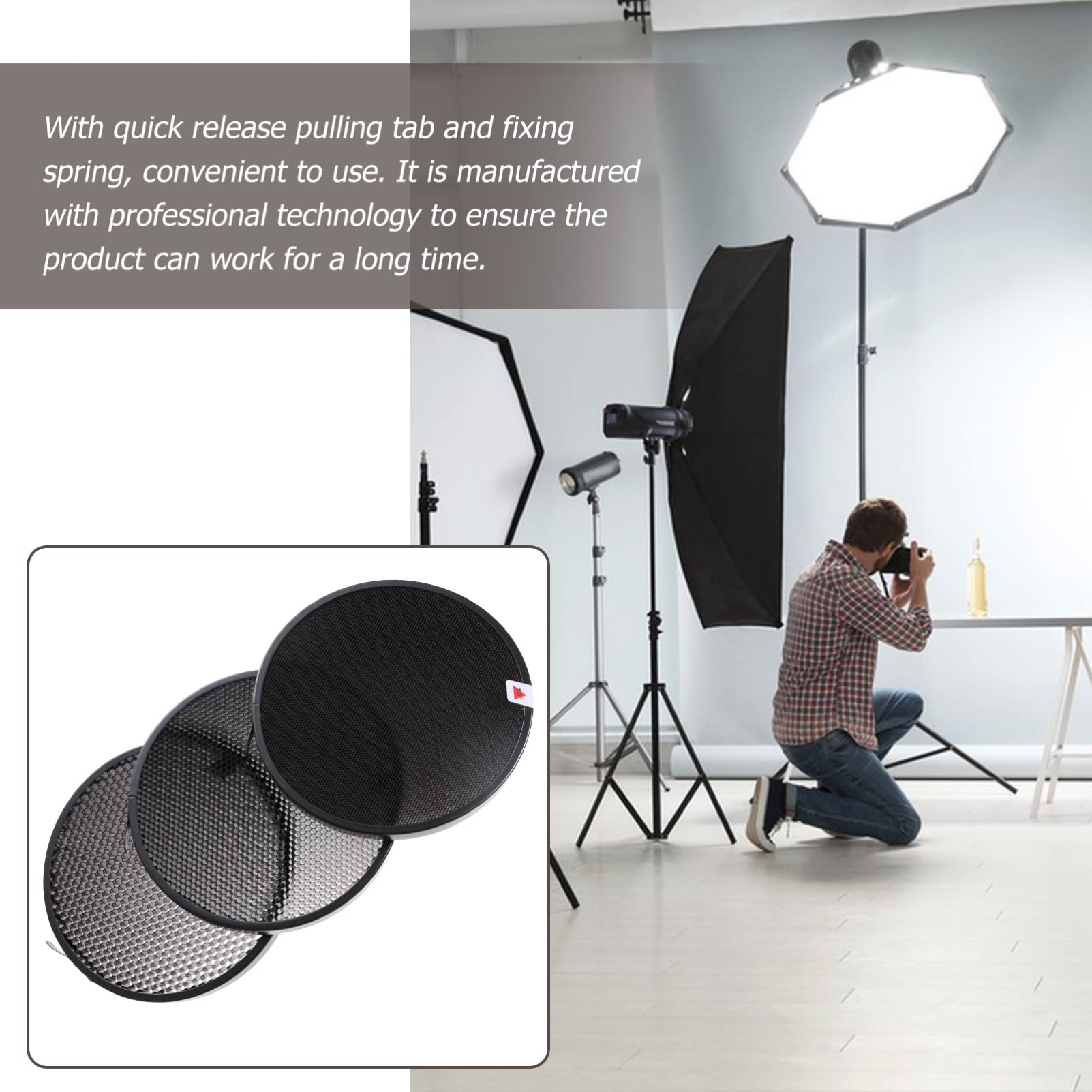 Grille Nid d'abeille pour Flash Photographie Diffuseur De Lumière Précis Système De Fixation Rapide