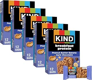 KIND Peanut Butter Banana Dark Chocolate Breakfast Protein Bars - Gluten Free, 8g Protein, Whole Grains, 30 Count Packs