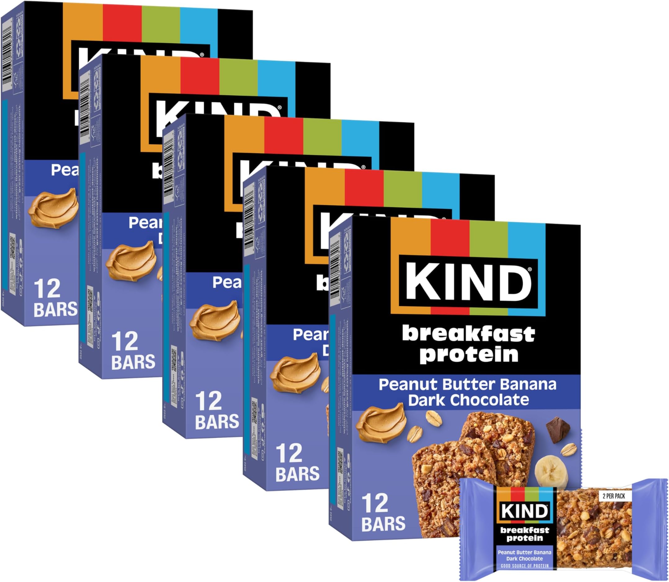 - Breakfast Protein Bars, Peanut Butter Banana Dark Chocolate, Gluten Free, Low Sodium, Healthy Snacks, 8g Protein, 30 Count (30 Packs of 2 Bars)