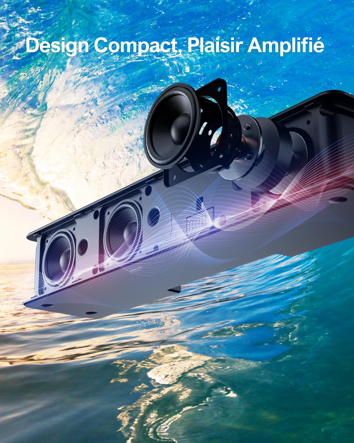 ULTIMEA Barre de son 5.1 avec Dolby Atmos, système de son surround 3D, barre de son pour TV avec caisson de basses, 2 haut-parleurs arrière, barre de son Bluetooth 5.3 avec basses réglables, Poseidon