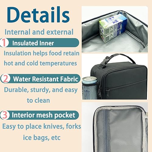 Miniatura 5 de Kulle Lonchera para niños, lonchera aislada para niños y niñas, lonchera congelable, lonchera reutilizable para niños, para la escuela, el trabajo,