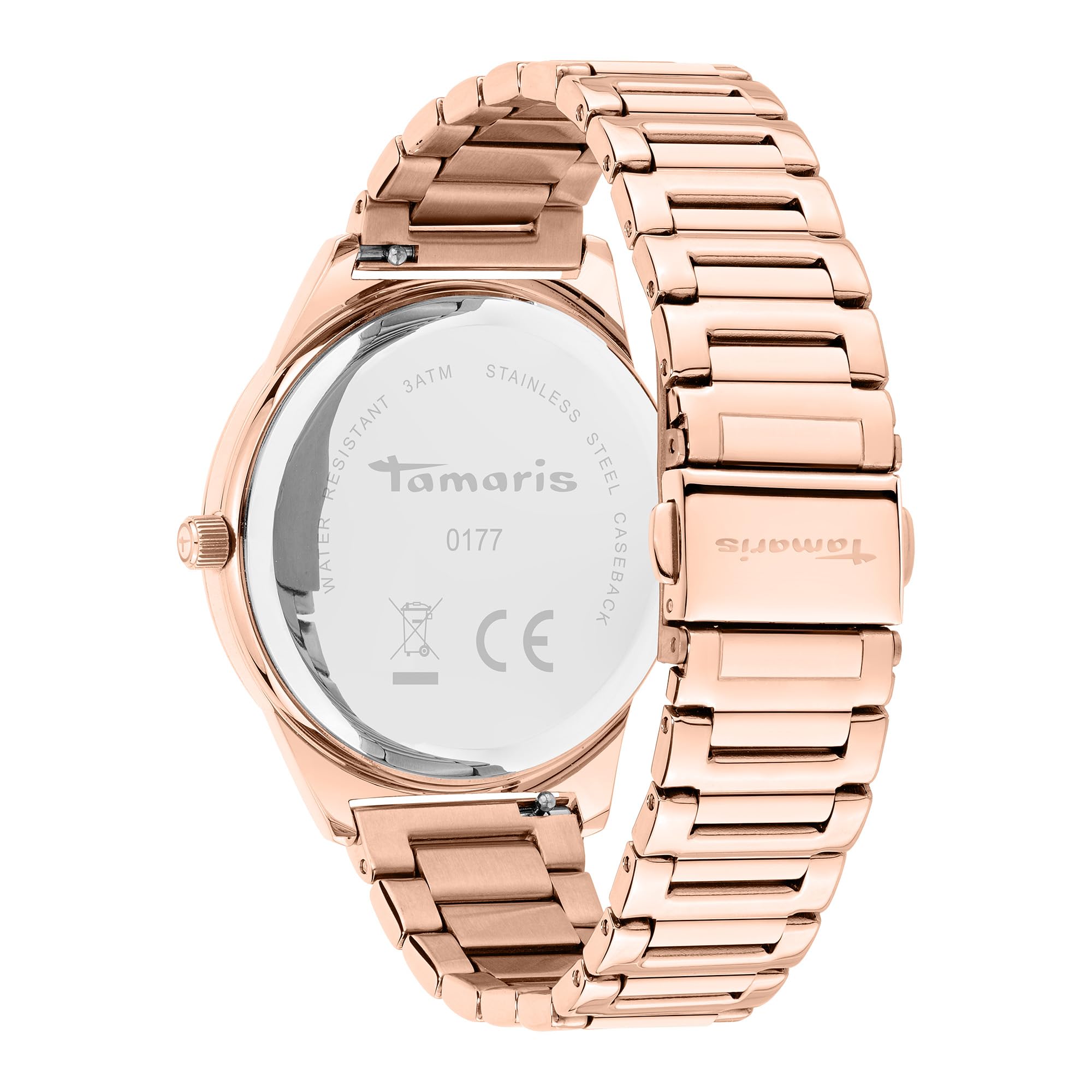 Tamaris Reloj de Mujer - Grande, Deportiva-Elegante Reloj de Pulsera 38mm, Band de Acero Inoxidable, Zirkoniasteine, MOP/Perlmutt, Plata, Rold, Oro Rosa, 3 ATM Wasserdicht