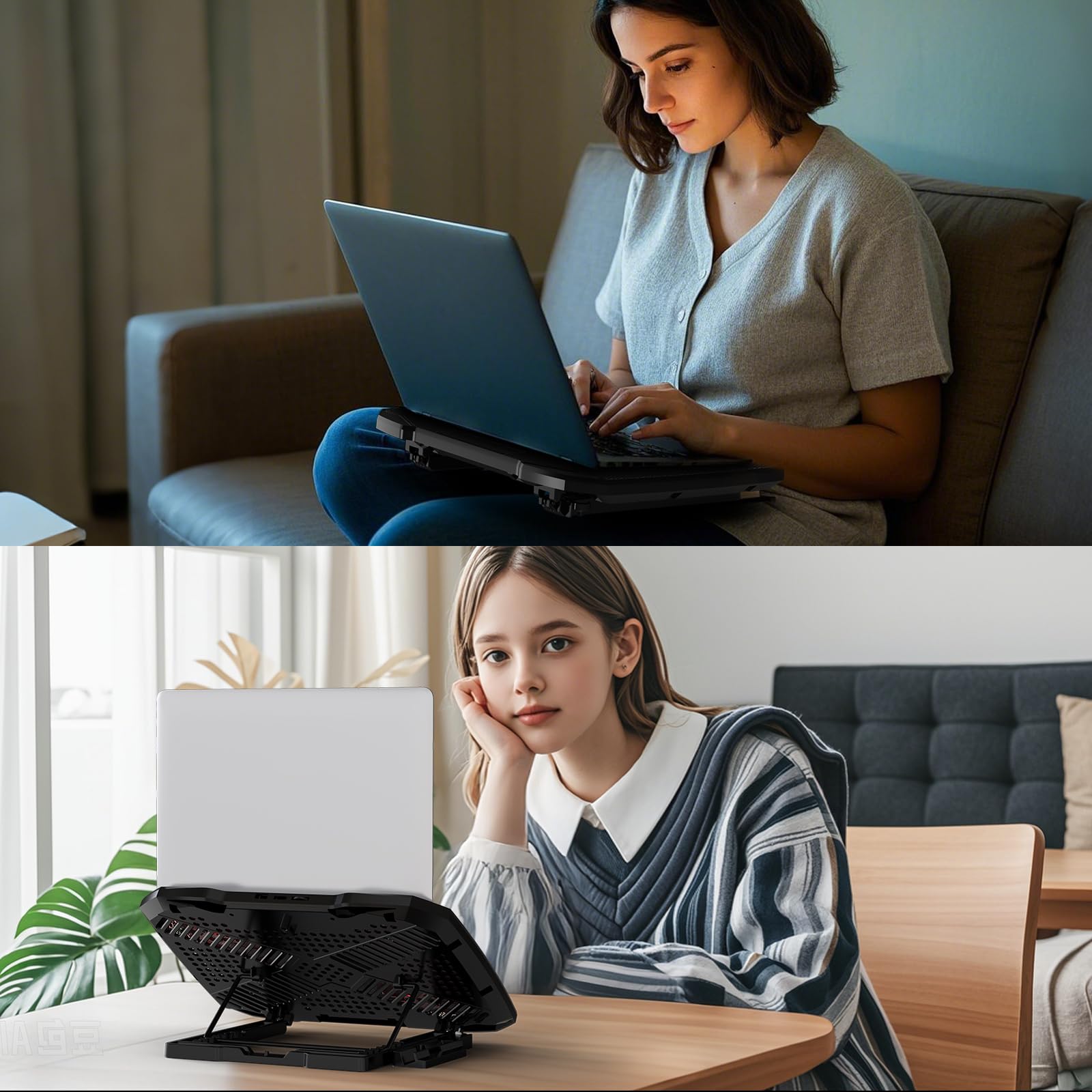 Almohadilla de refrigeración para Laptop, Soporte Enfriador para Laptop, Almohadilla de refrigeración para Ventilador de Laptop con 5 Ventiladores silenciosos para portátiles de 12 a 15.6 Pulgadas, 5