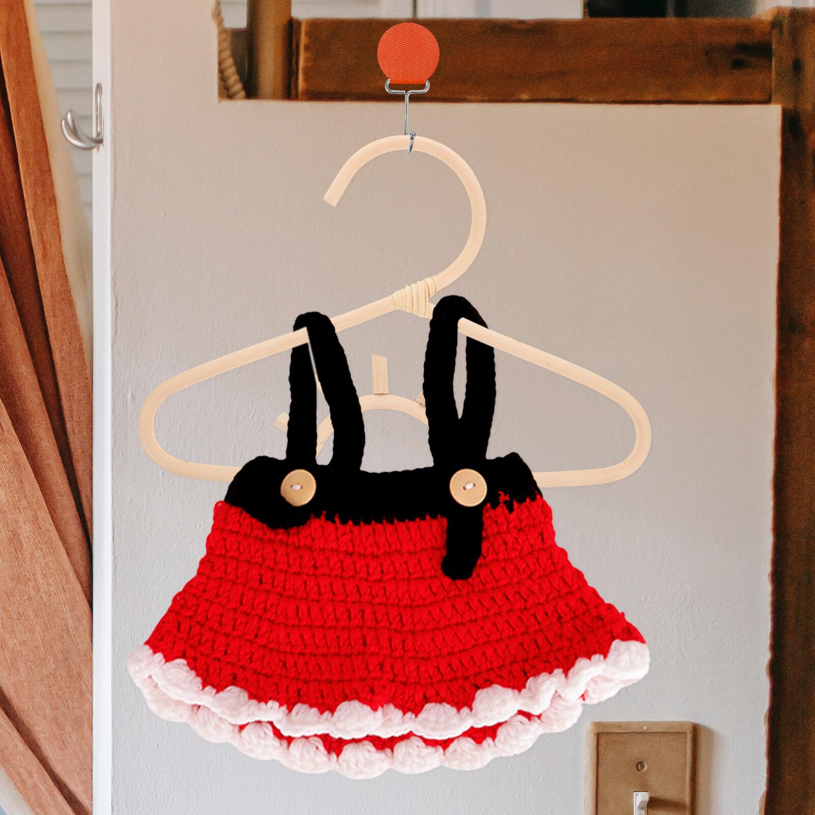 Alipis Rattan Closet Hanger for Kids Clothes - Small Toddler Skirt Hangers Baby Clothes Organizer for Children Hangers Bamboo Room Accessories Closet Wood Garment Rack