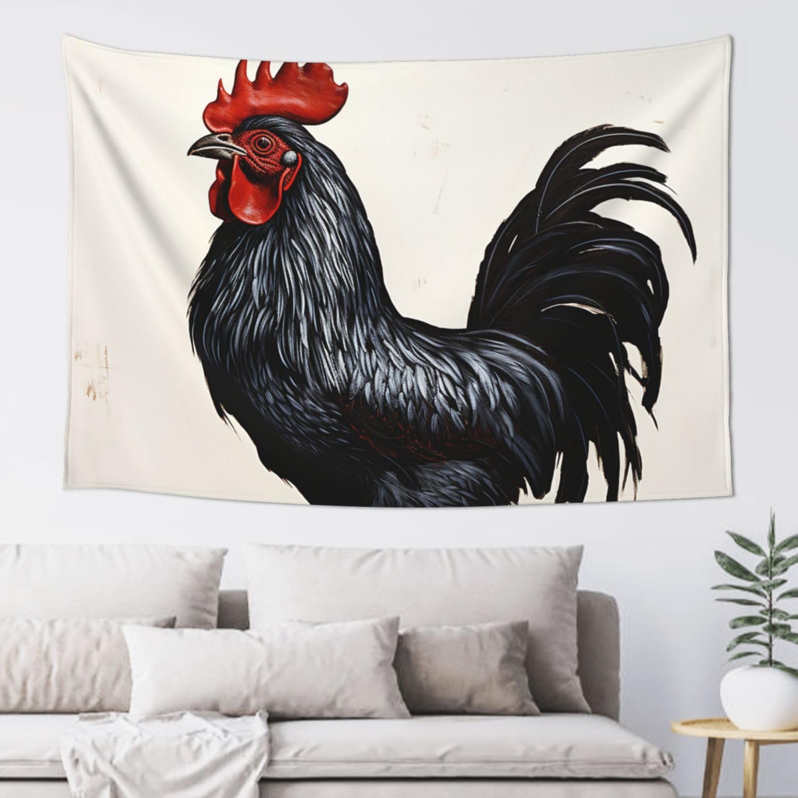 FodPand Black Rooster Tapestry for Bedroom Aesthetic, Wall Hanging Tapestries Art Decor Backdrop Wall Tapestry for Dorm Living Room Funny Poster Party Banner Background 40" X 60"