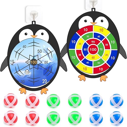 Tabla de dardos grande de 29 pulgadas para niños, tablero de dardos de doble cara con bolas adhesivas y dardos, regalos de Navidad y cumpleaños para