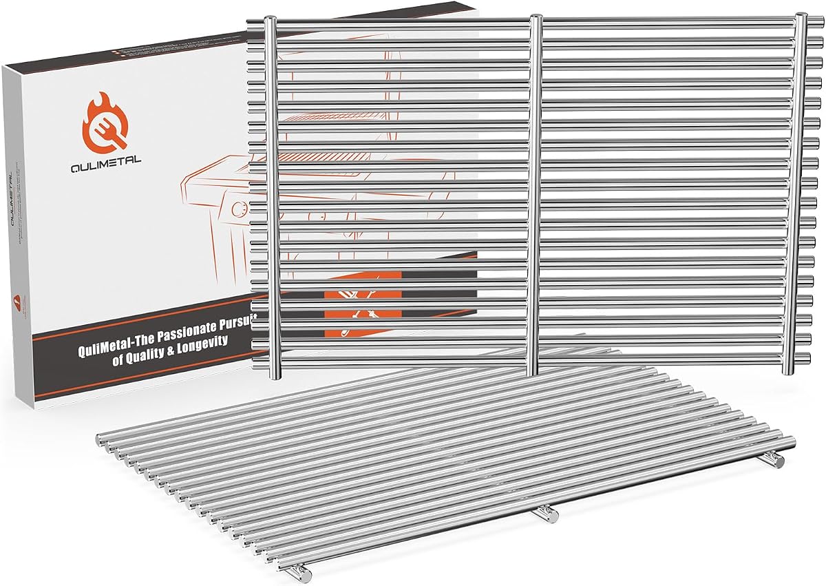 QuliMetal 9MM Thick 19.5" Grill Grates for Weber Genesis 300 Series, SUS304 Grill Replacement Parts for Weber Genesis E310 S310 E320 S320 E330 S330 (2007–2016), Replaces Weber 7524 & 7528