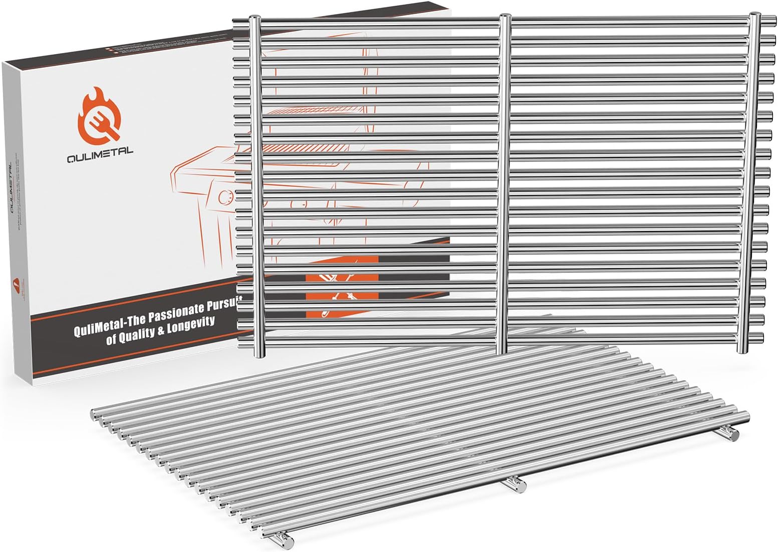 QuliMetal 19.5" 9MM Thick Grill Grates for Weber Genesis 300 Series, SUS304 Weber Genesis Grill Parts, Replacement for Genesis E310 S310 E320 S320 E330 S330 (2007–2016), Replaces Weber 7524 & 7528