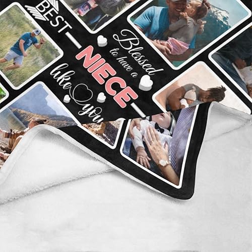 Miniatura 8 de Manta personalizada para regalo para sobrina, mantas personalizadas con fotos, haz una manta de cama personalizada con texto en inglés To My