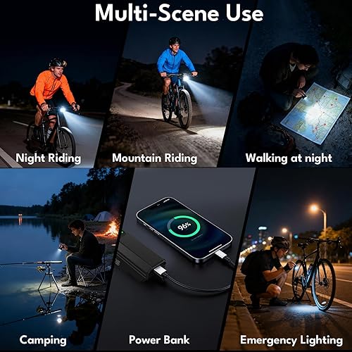 Miniatura 7 de BUCKLOS Luces de bicicleta ultra brillantes de 100015002000 lúmenes para conducción nocturna, faros de bicicleta con atenuación automática LED