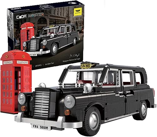 dOMOb LEVC London Taxi Black Cab Kit de construcción de coche Juguetes de ladrillos para niños y adultos mayores de 14 años Juego de construcción