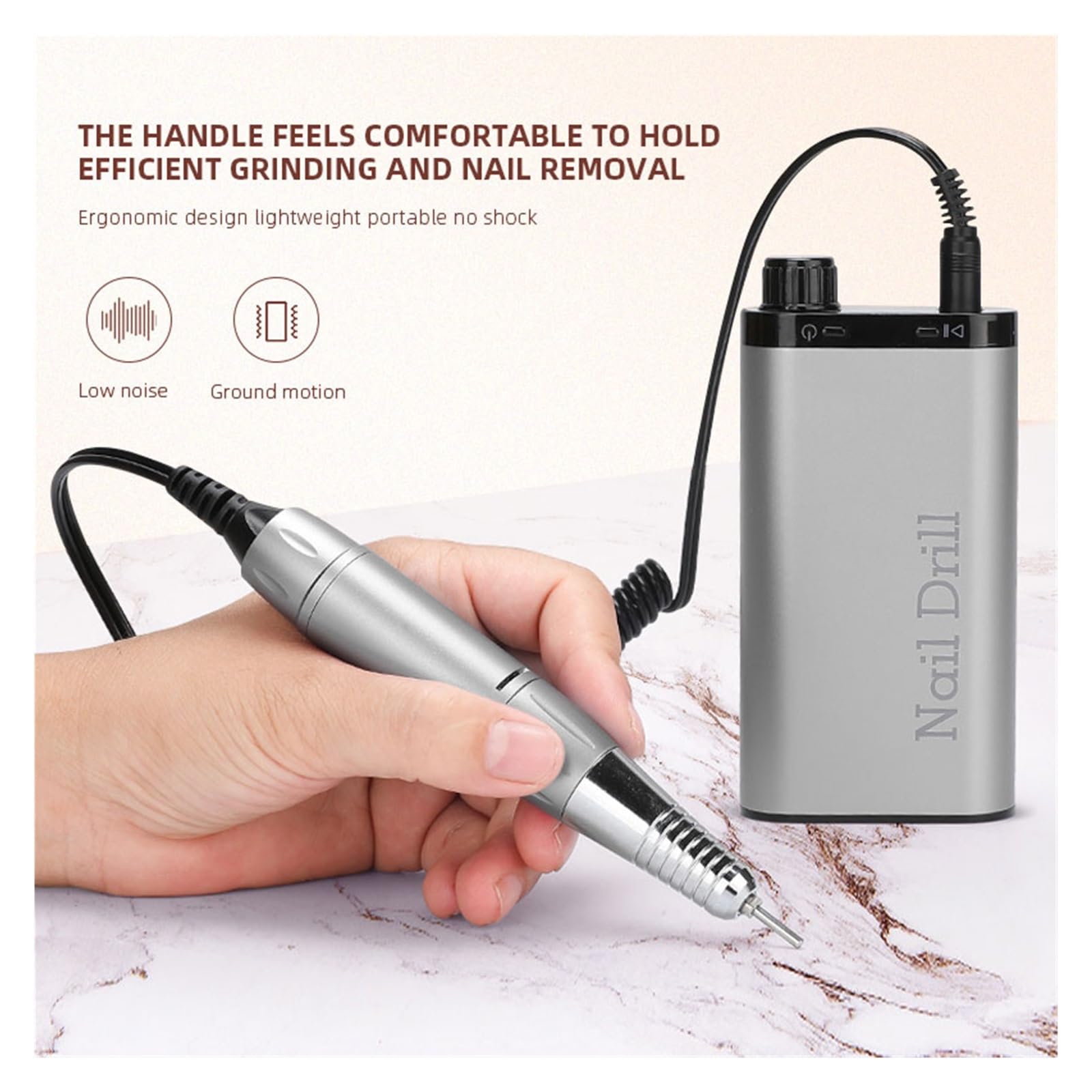 Torno para Uñas, Taladro eléctrico de uñas de 35000RPM for manicura, juego de cortadores de fresado for pulido de Gel, equipo de salón de uñas(Lilac purple)
