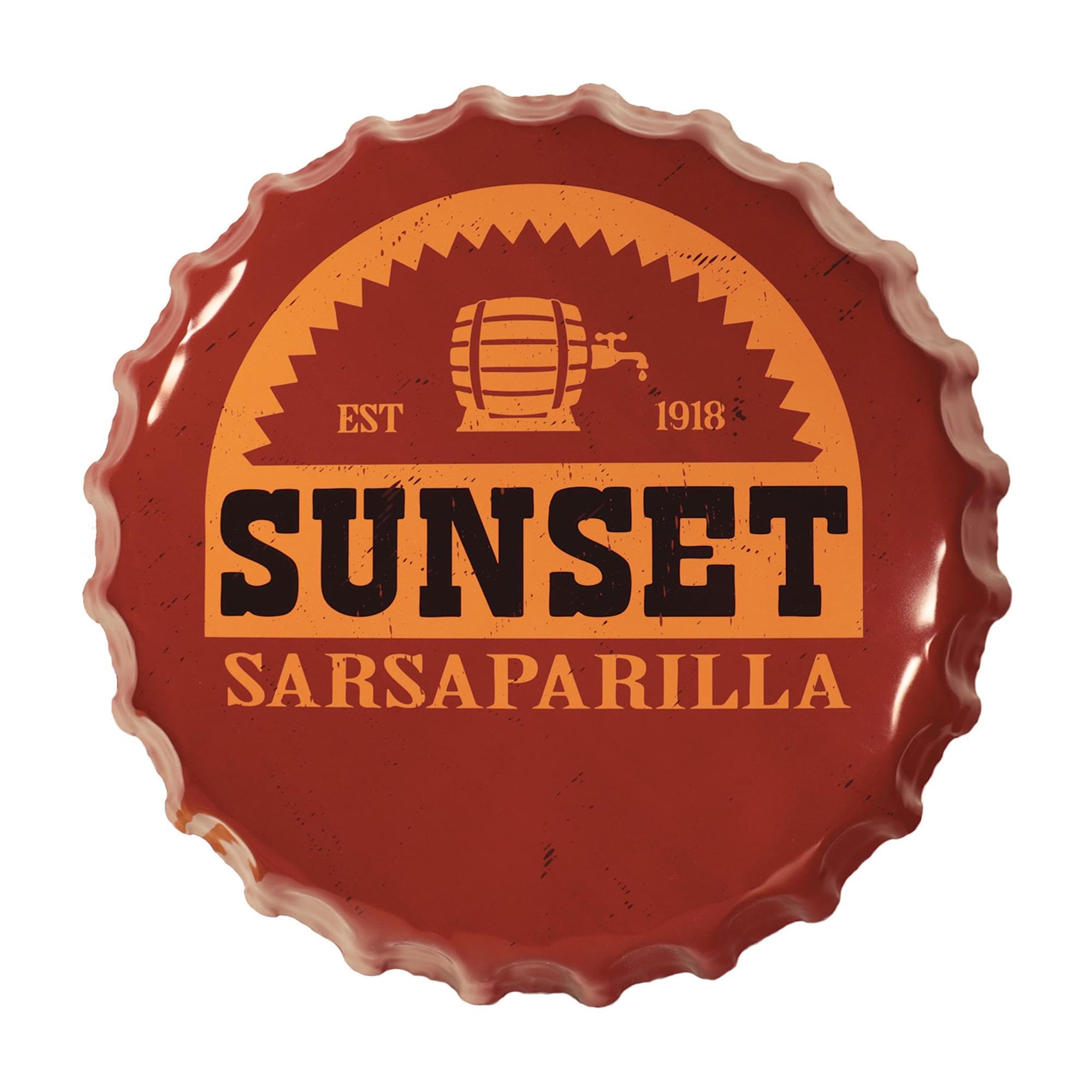 Fallout Sunset Sarsaparilla Bottle Cap Tin Sign | 370mm Wall Decor | Officially Licensed Post-Apocalyptic Gaming Collectible