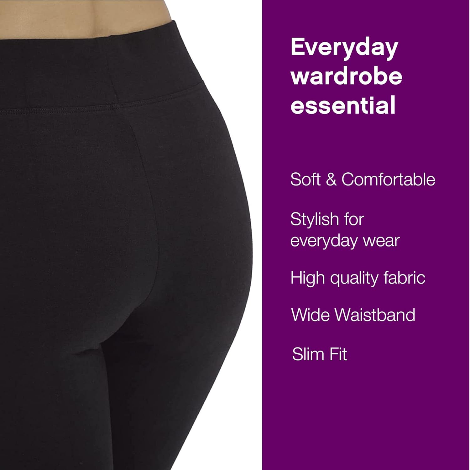 No nonsense Women's Cotton Capri Legging with Wide Waistband - Image 3