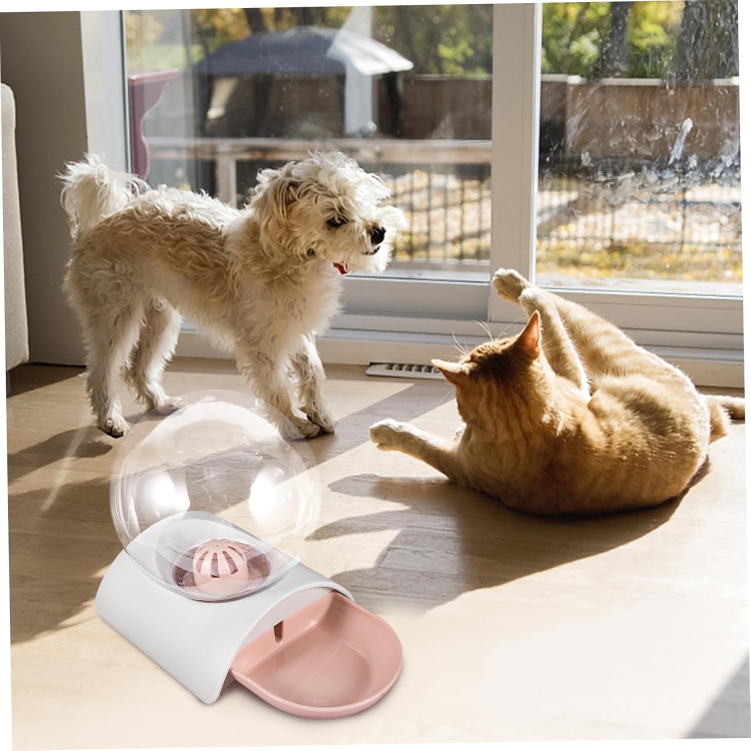 Dog Cat Automatic Waterer Water Fountain Large Storage Abs Acrylic Easy to Clean