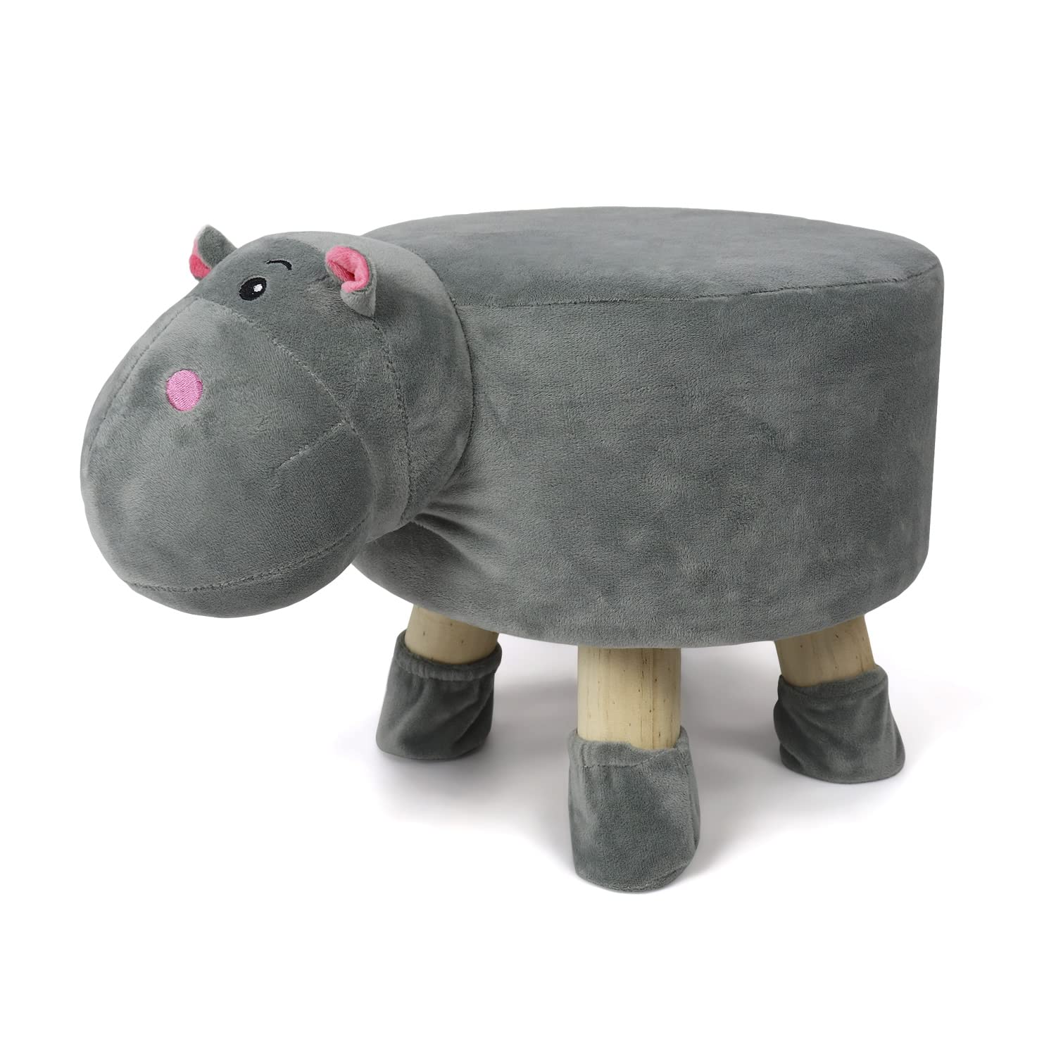 HAPPERS KIDS Taburete Infantil Hipopótamo, Asiento Auxiliar y Reposapiés para Niños
