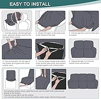 Vista 6 de Ruaozz Fundas de sofá reclinable, fundas para sillas reclinables, fundas de sofá para sofás reclinables con bolsillos, lavables, protector de Gris