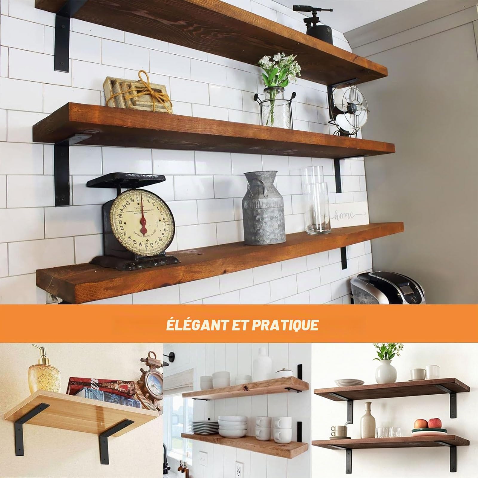 MLOQI Lot de 2 Equerre Etagere Murale, Supports Pour étagères Lourdes Industrielles, Equerre Charge Lourde, Supports en L, 5 mm d'épaisseur avec Vis (30 cm)