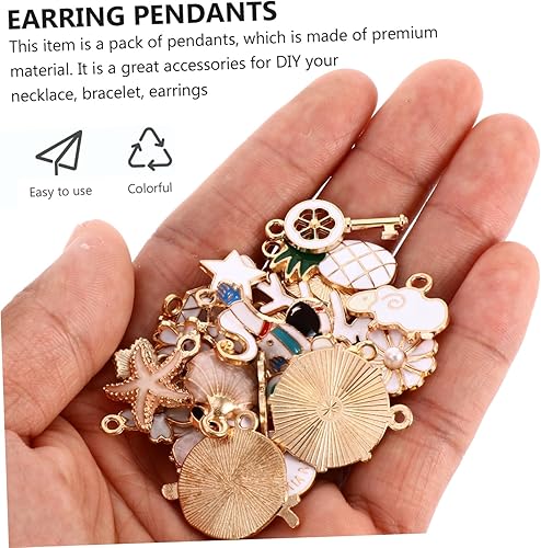 Miniatura 5 de NUOBESTY 30 Pcs Drip Oil Alloy Pendant Fashion Jewelry Necklace Pendant Jewelry Accessories Gold Filled Earrings Glitter Earrings Gold Dangle