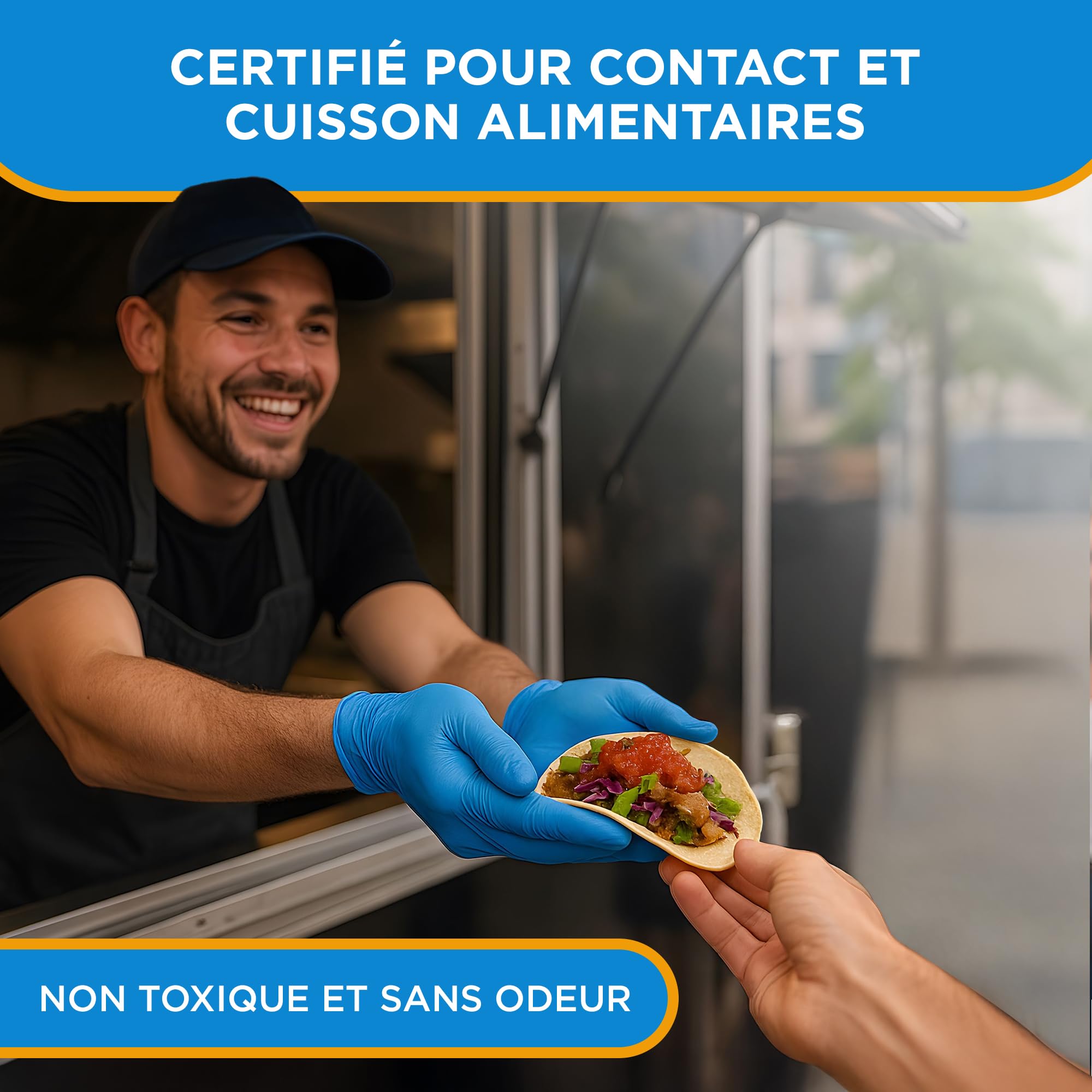 ISC Hygiene & Safety Gants Nitrile Jetables – 100x, bleu EXTRA STRONG, XL | Gant Nitrile Usage Alimentaire et Mécanique, non poudrés, sans latex, peaux sensibles