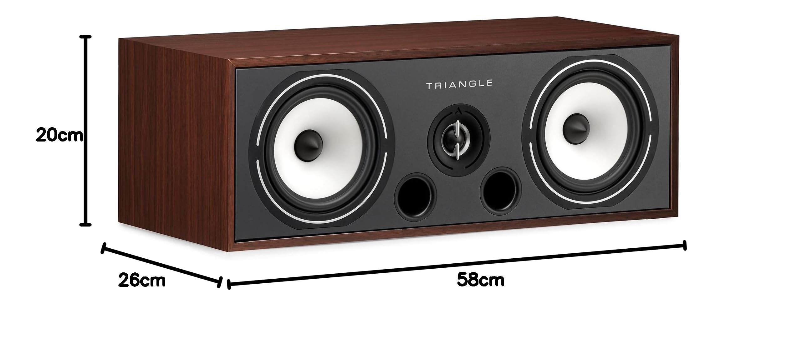 TRIANGLE - BOREA BRC2 Home Cinema Center-Lautsprecher - 2-Wege - Belastbarkeit 120W - Wirkungsgrad 91 DB/W/m - Bassreflex - 580 x 200 x 260 mm - Walnuss (Stück)