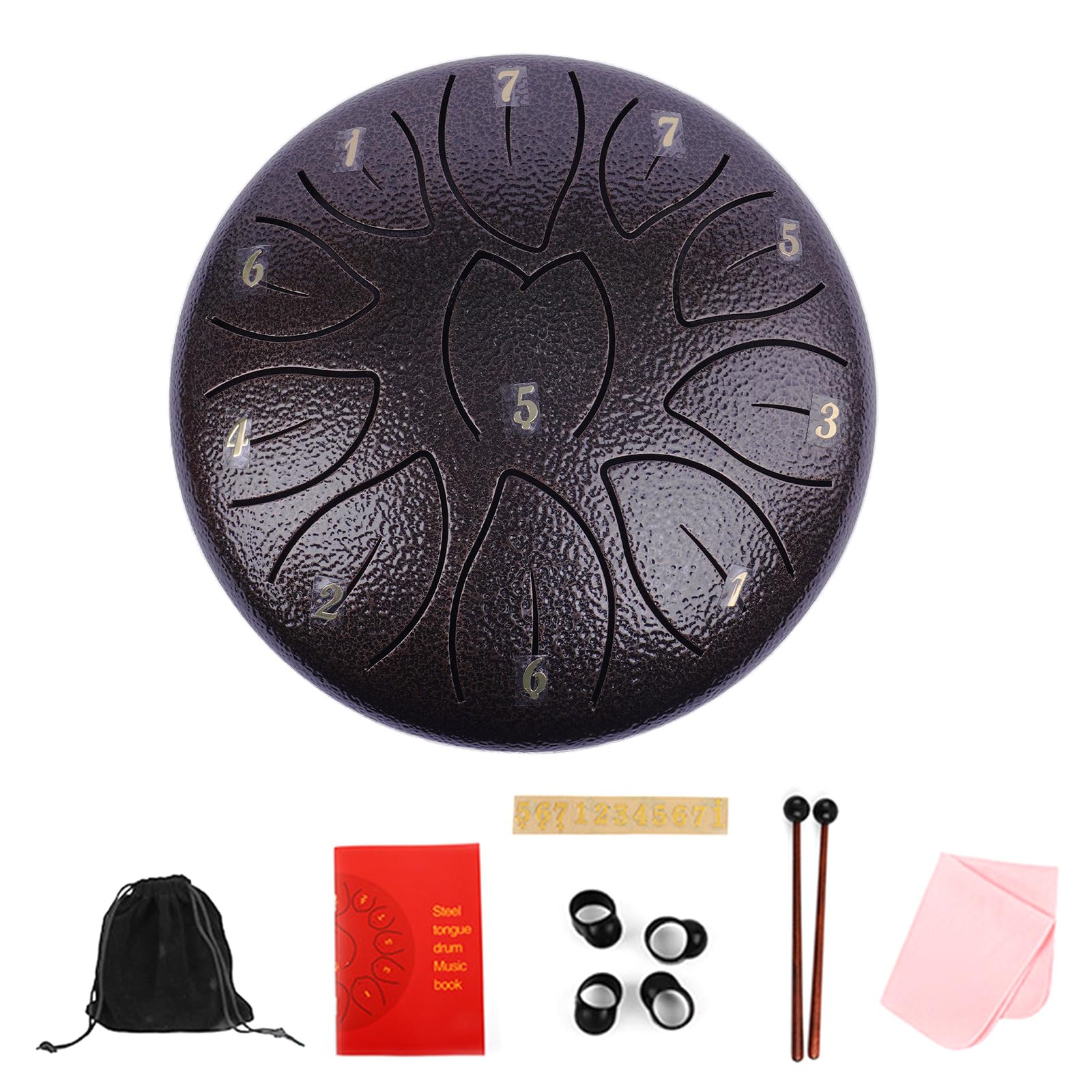 Tambor de lengua de acero 11 notas Handpans Acero carbono Sonido claro y nítido Instrumento de percusiones etéreas Handpans de metal Regalo musical para niños