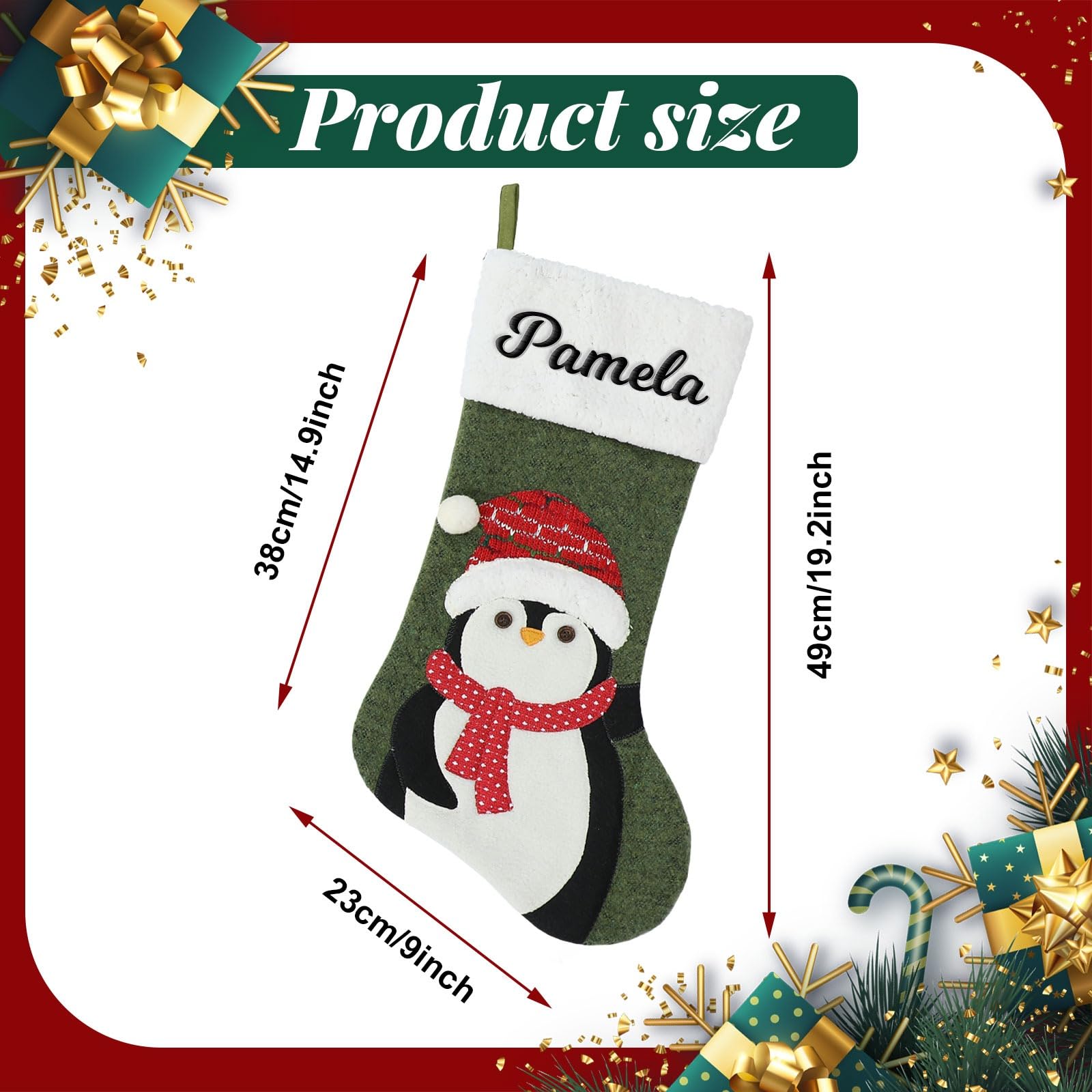 Personalisiert Weihnachtsstrümpfe 46cm - Gestrickte Weihnachtsstrümpfe Mit Namen Für Kamin Dekoration