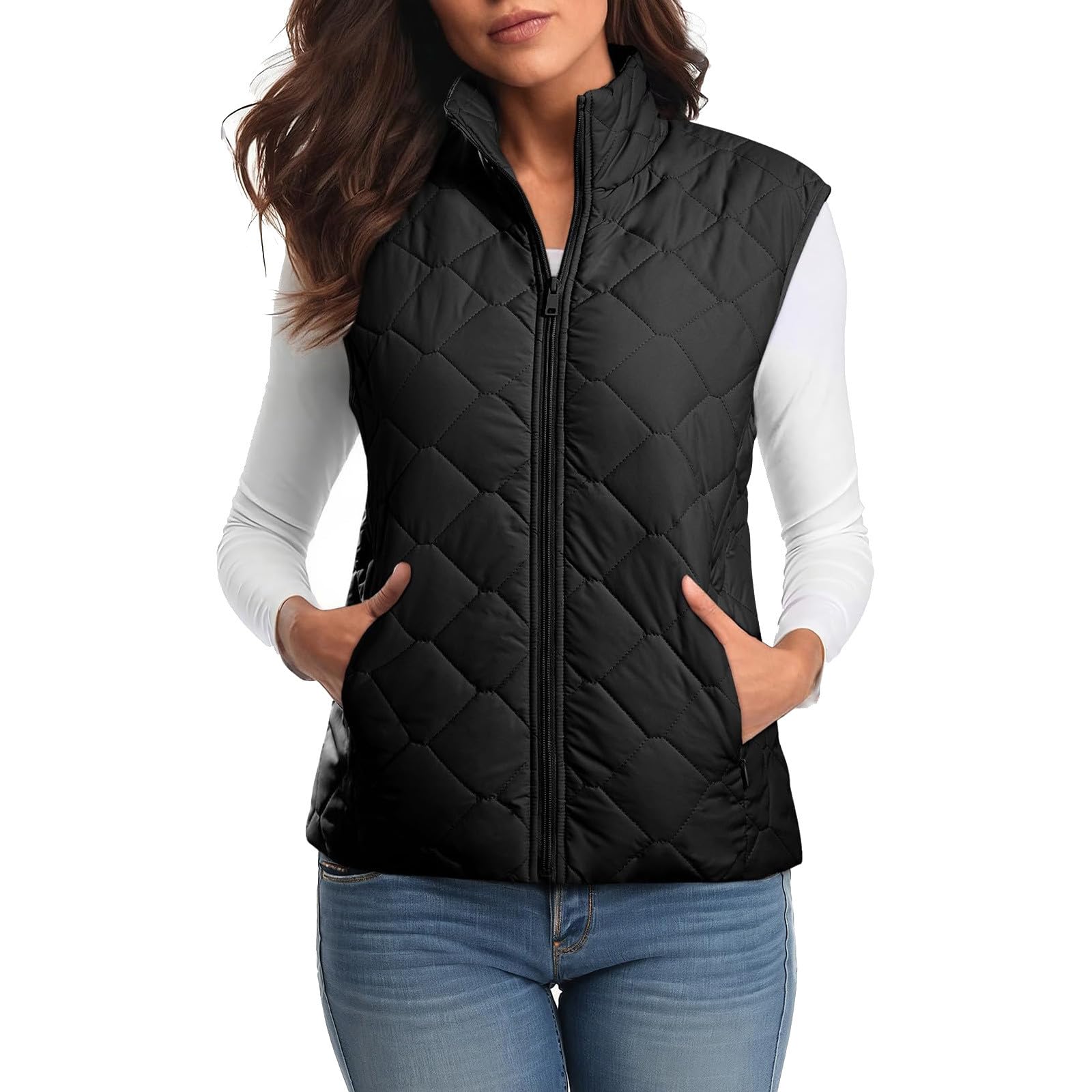 Gilet Femme Sans Manche Doublure Polaire Manteau Femme Hiver Chic Veste De Saison Avec Poche Zippé Doudoune Matelassé Sans Manches Blouson Couleur Unie Loisirs Manteaux Polaire Chaud 2025