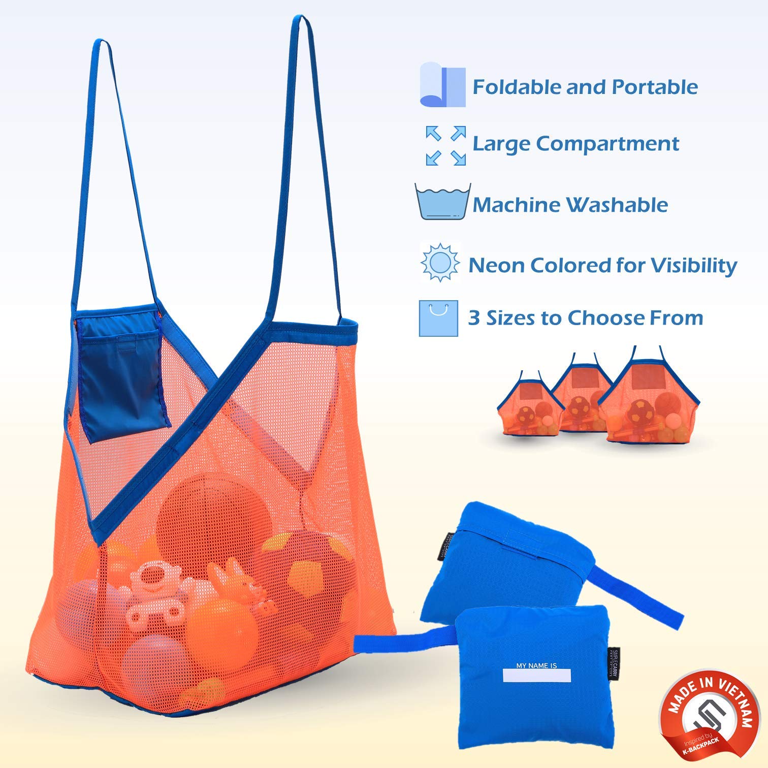 Bolsa De Malla Grande Para Playa/Piscina Plegable Y Transpirable