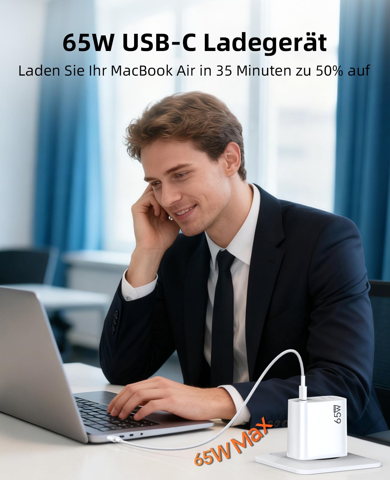 USB C Ladegerät 65W 3-Port, USB-C Netzteil PPS 60W Schnellladegerät, PD Charger, kompatibel mit MacBook Pro/Air, iPhone 17/16/15, iPad Pro, Samsung S25/S24/S23 Ultra, Google Pixel 10/9, weiß