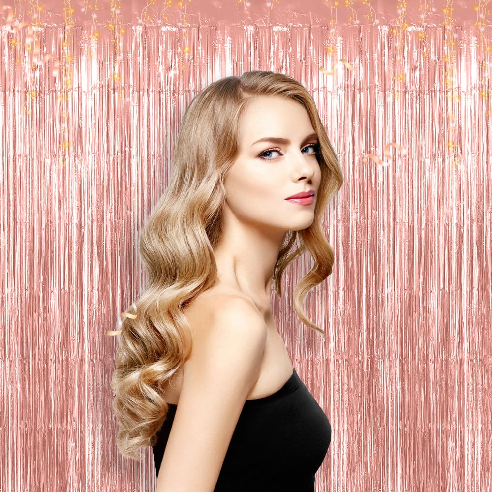 Tende Metalliche Per Feste - 2 Pezzi, 100x200cm, Frange Brillantini, Oro Rosa, Per Compleanni, Matrimoni, Sfondo - Foto 9