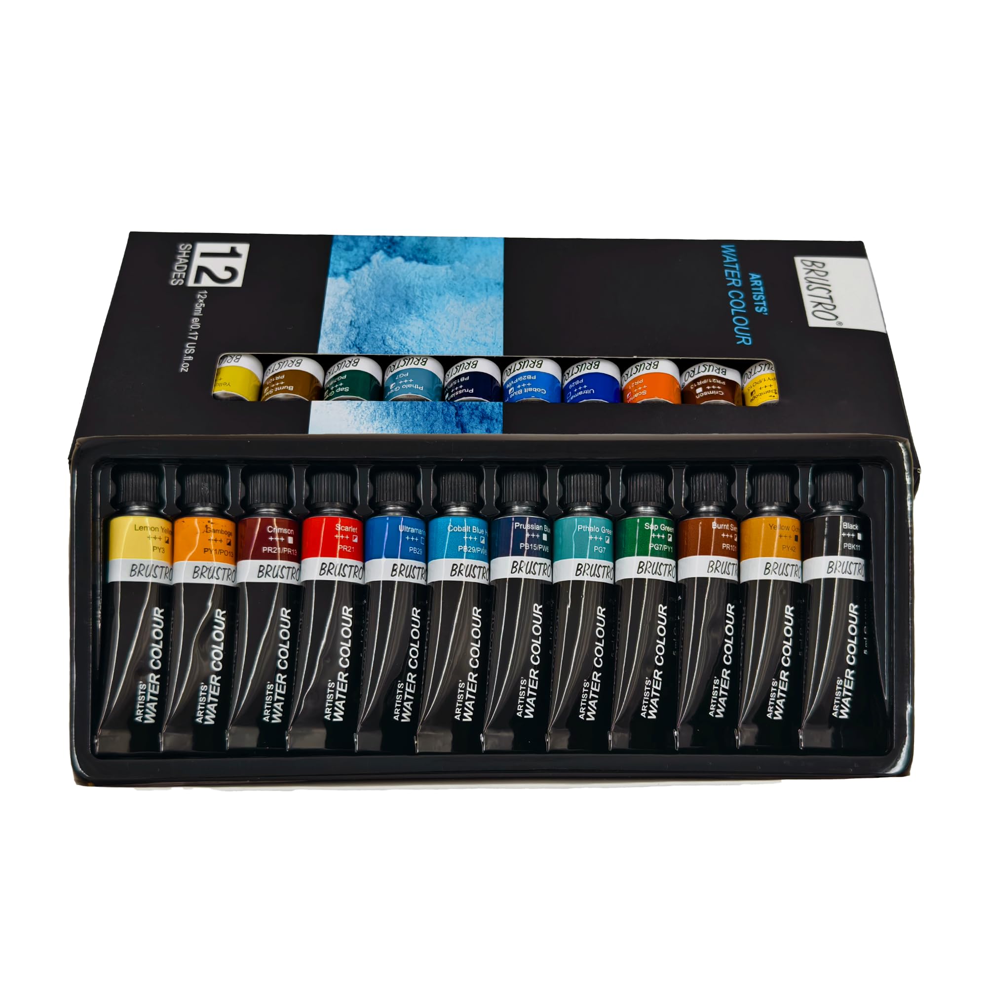 BRUSTRO Artist's Watercolour Paint |5ML Tubes Set of 12 Colours| Ideal for Landscape, Portrait, Paper, Painting, Artist, Professional Watercolor, Transparent Colors, Painting Dry & Wet, Fine Art 3