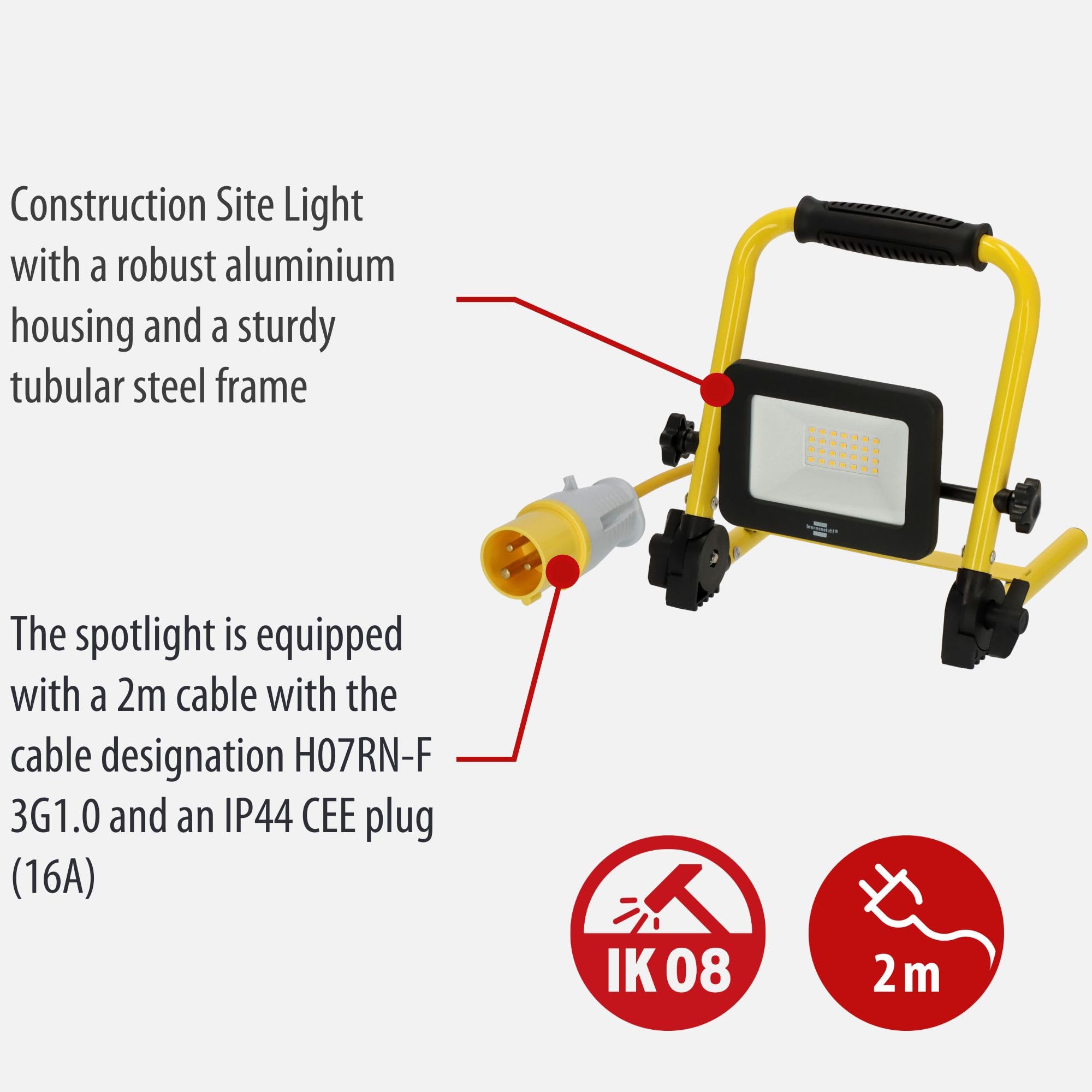 Brennenstuhl LED Work Light 20W, Yellow - Image 3