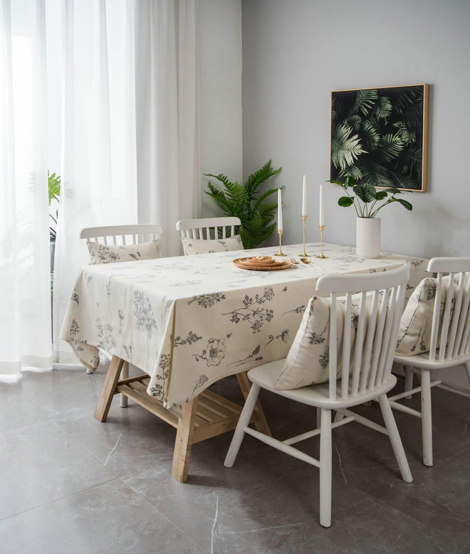 Nappe table picnic en coton lin à fleurs 140x220 pour vos repas champêtres