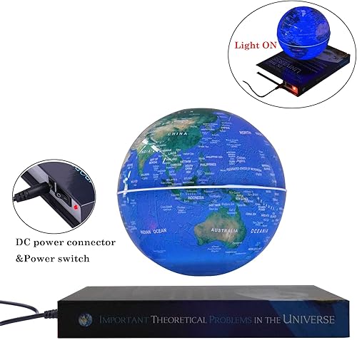 Miniatura 6 de Lámpara de globo flotante de 6 pulgadas, globo de levitación magnética, globos geográficos mundiales, luz de mapa del mundo giratoria de 360 grados