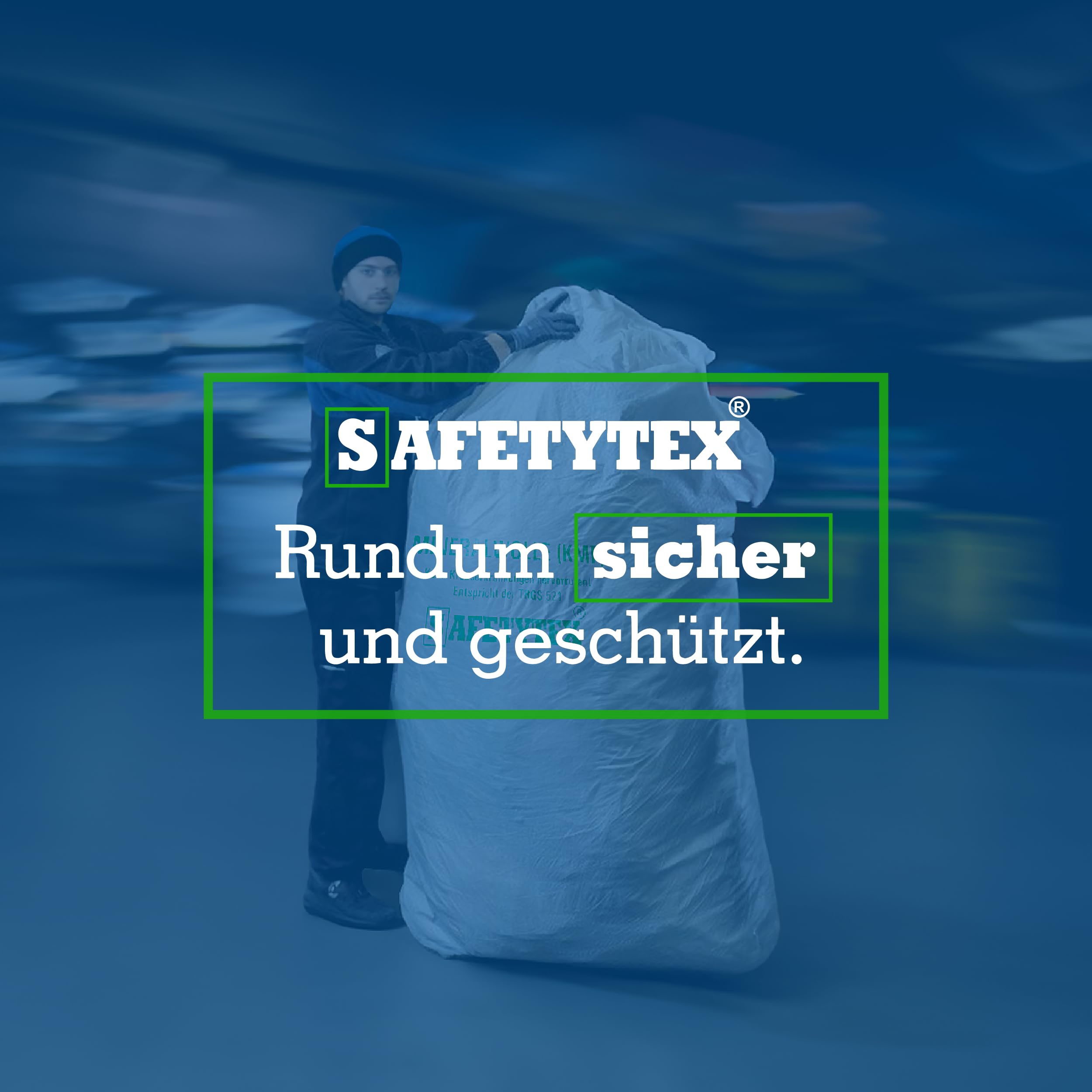 Safetytex KMF Sack 140 x 220 cm - Hochwertiger Big Bag für Mineralfaserabfälle - Transportsack mit Aufdruck und Kordel im Saum - für Mineralfaserabfälle, Glaswolle, Isolierwolle (1 Stück)