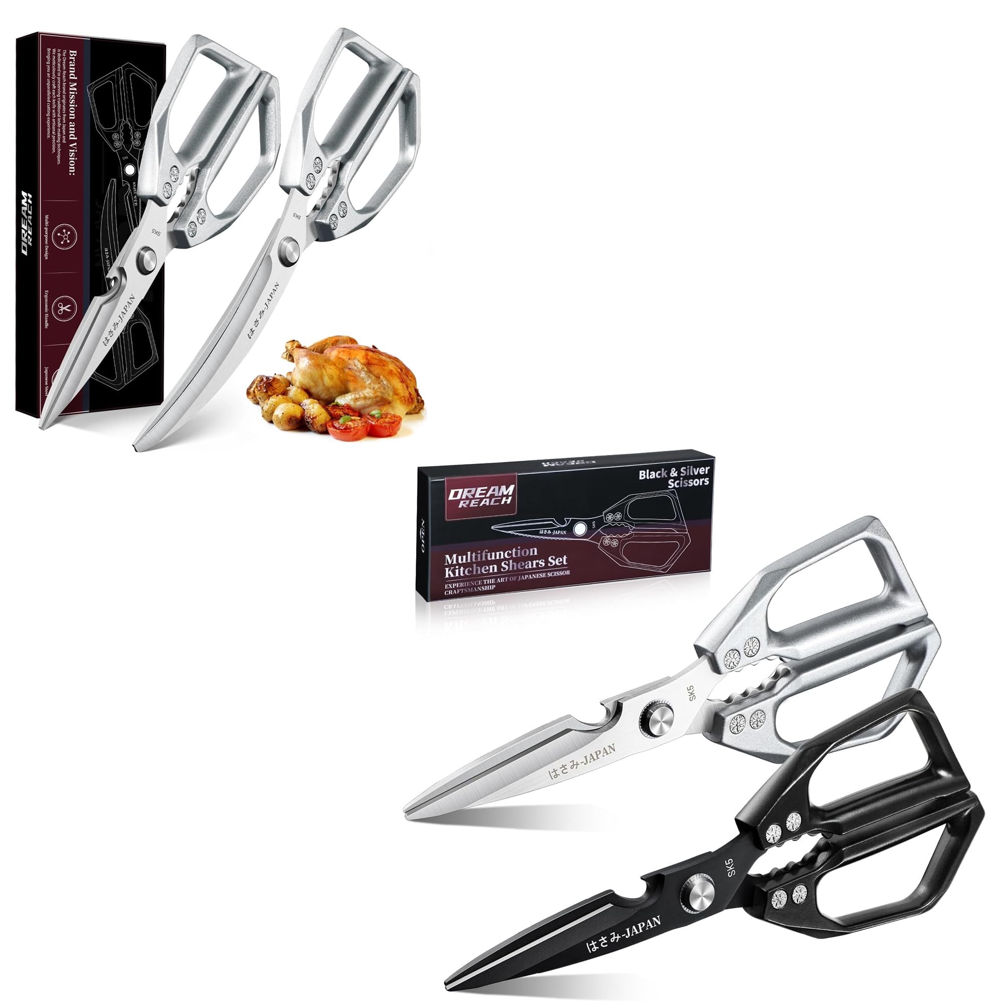 Dream Reach Küchenschere Set und Geflügelschere Set für Geflügel, Fisch, Fleisch, Gemüse, Meeresfrüchte, Geschenke für Mama