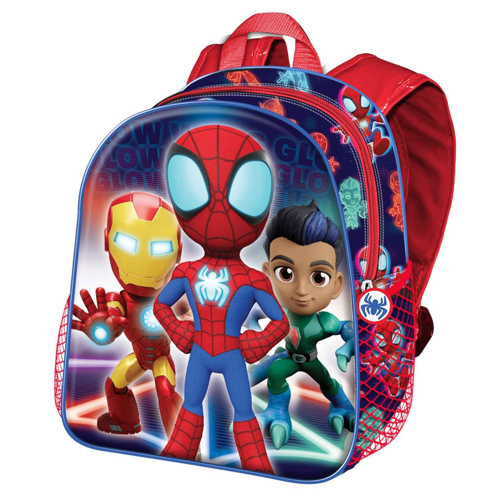 Marvel Spiderman Glow-Mochila Basic, Azul, 31 x 39 cm, Capacidad 18.2 L
