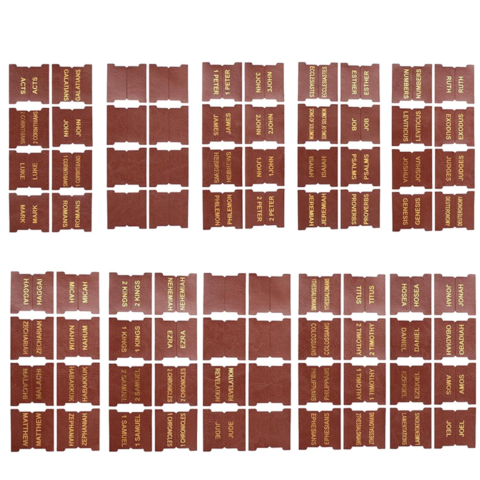 80 PCs Bibel Tabs 0,2x0.2 '' Lederbuch Tabs 66 Gold Folien Tabellen 14 Leere Registerkarten Pick & Stick Bibelzubehör für christliche Gläubige Brown Bible Accessoires
