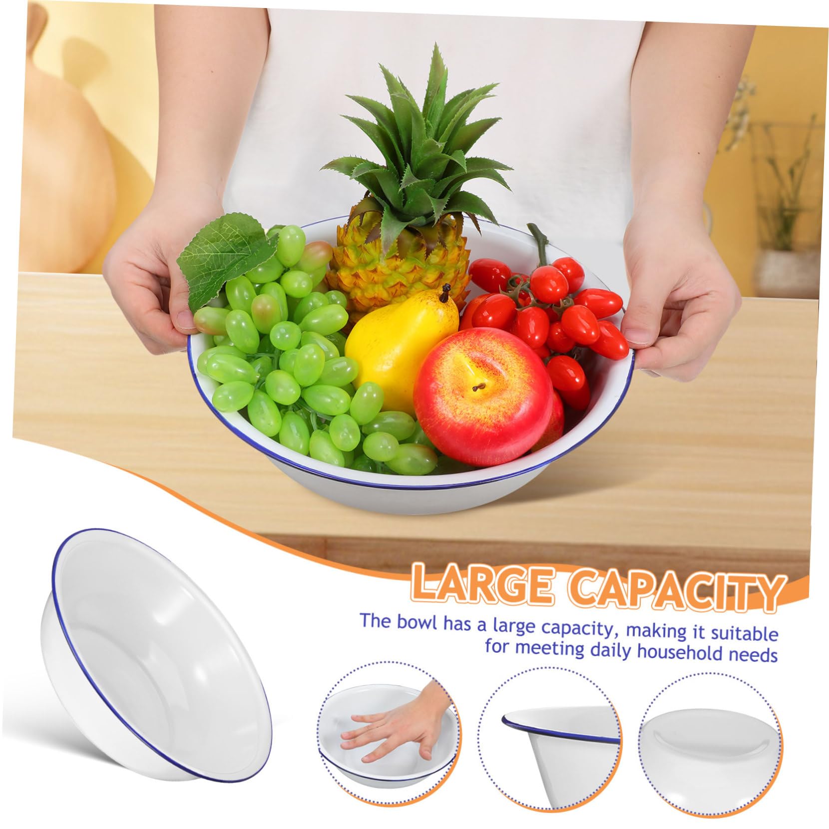 Ciotola Smaltata Vintage Bacinella Spessa E Robusta Per Lavaggio Verdure Viso E Impasti Con Design Elegante Per Cucina E Bagno